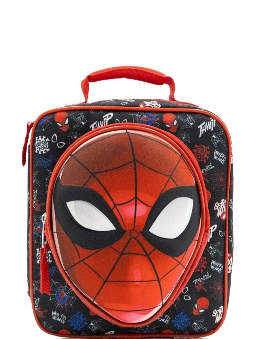 Spiderman 3D Mask Kids Lunch Bag - Red & Black Nwt